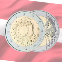Latvia 2 euroa UNC 2015 - 30 vuotta EU:n lippua