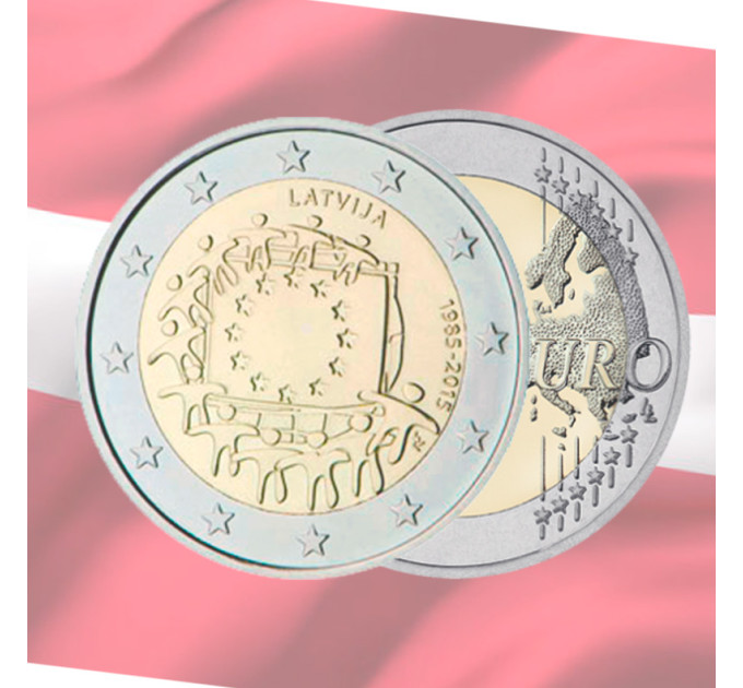 Latvia 2 euroa UNC 2015 - 30 vuotta EU:n lippua