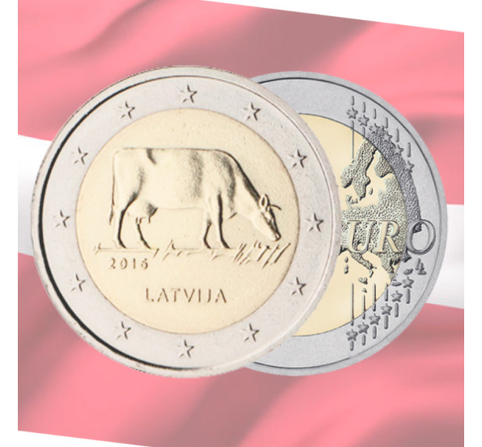 Latvia 2 euroa UNC 2016 - Maidonviljely - Lehmä
