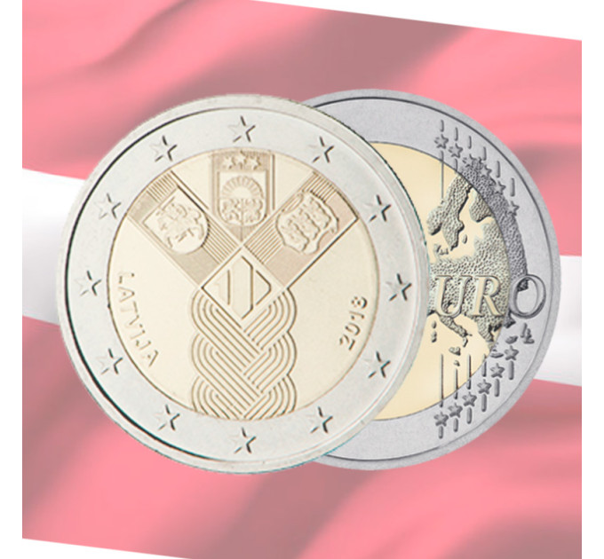 Latvia 2 euroa UNC 2018 - Baltian 100 vuotta itsenäisyyttä