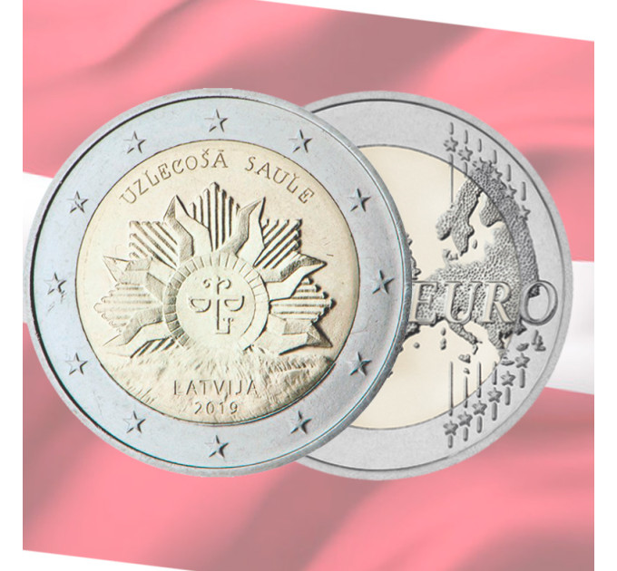 Latvia 2 euroa UNC 2019 - The Rising Sun