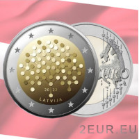 Latvia 2 euroa UNC 2022 - 100 vuotta Latvian pankki