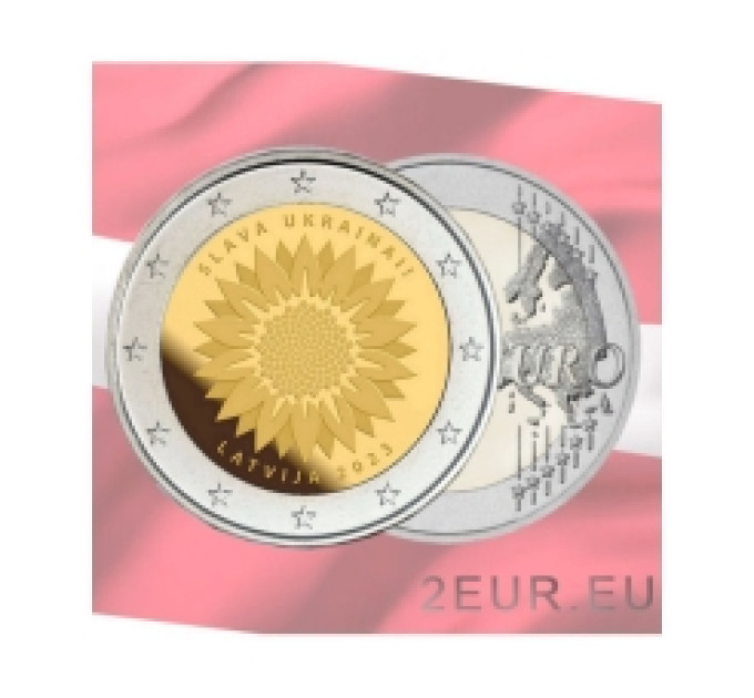 Latvia 2 euroa UNC 2023 - Slava Ukrainai