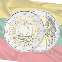 Liettua 2 euroa UNC 2015 - 30 vuotta EU:n lippua