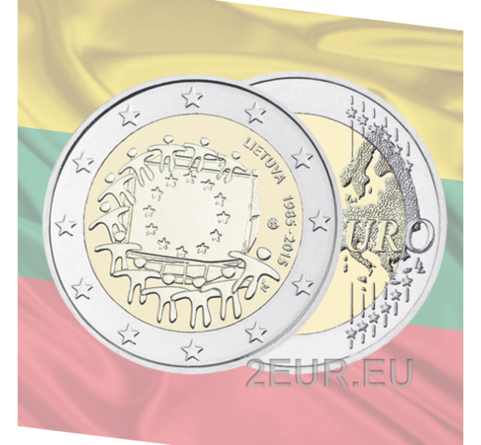 Liettua 2 euroa UNC 2015 - 30 vuotta EU:n lippua