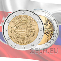 Slovakia 2 euroa UNC 2012 - 10 vuotta Euro Cash