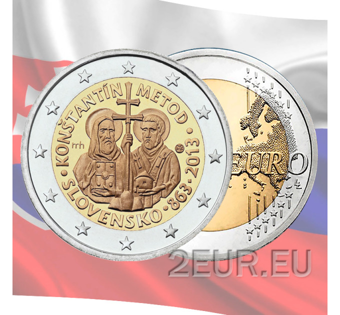 Slovakia 2 euroa UNC 2013 - 1150 vuotta Pyhän Kyrilloksen ja Metodiuksen tulosta Suur-Määriin