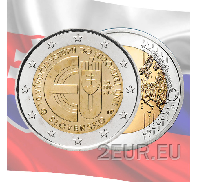 Slovakia 2 euroa UNC 2014 - Slovakian 10 vuotta Euroopan unionin jäsenyyttä