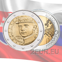 Slovakia 2 euroa UNC 2019 - 100 vuotta Milan Rastislav Stefanikin kuolemasta