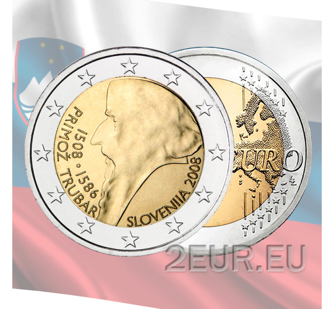 Slovenia 2 euroa UNC 2008 - 500 vuotta Primoz Trubarin syntymästä