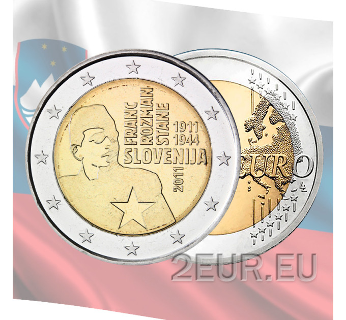 Slovenia 2 euroa UNC 2011 - 100 vuotta Franc Rozmanin syntymästä