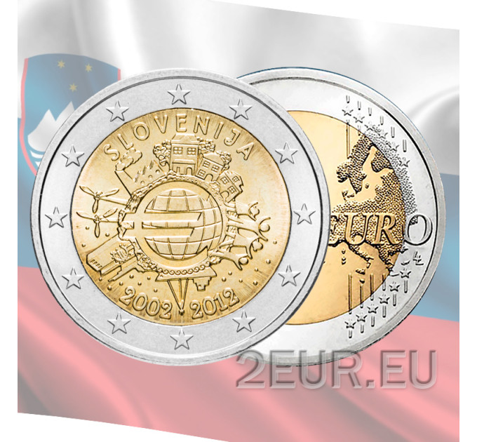 Slovenia 2 euroa UNC 2012 - 10 vuotta Euro Cash