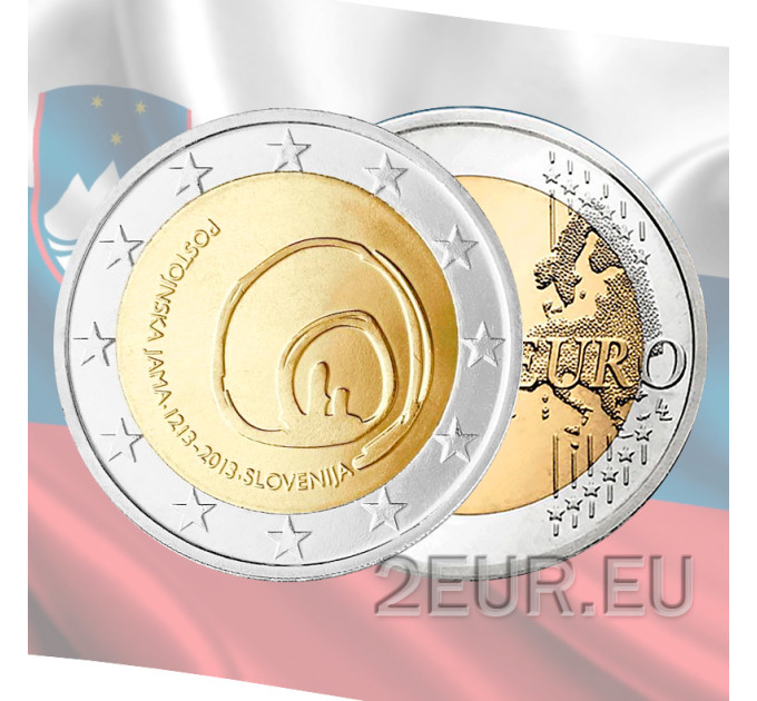 Slovenia 2 euroa UNC 2013 - 800 vuotta ensimmäisestä vierailusta Postojnan luolissa