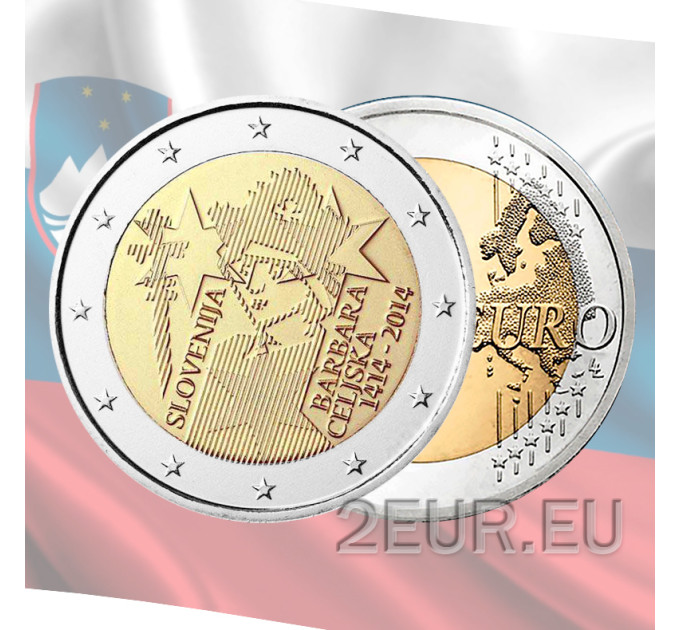 Slovenia 2 euroa UNC 2014 - 600 vuotta Celjen Barbaran kruunaamisesta