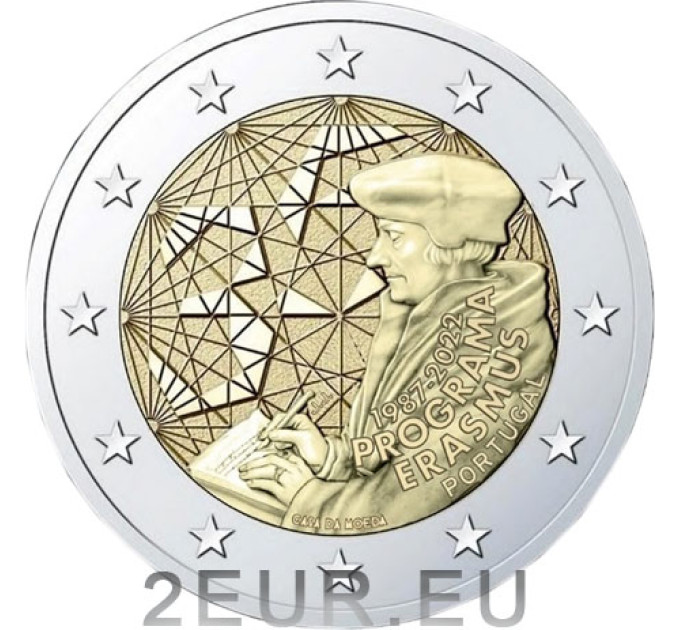 Portugali 2 euroa UNC 2022 - 35 vuotta Erasmus
