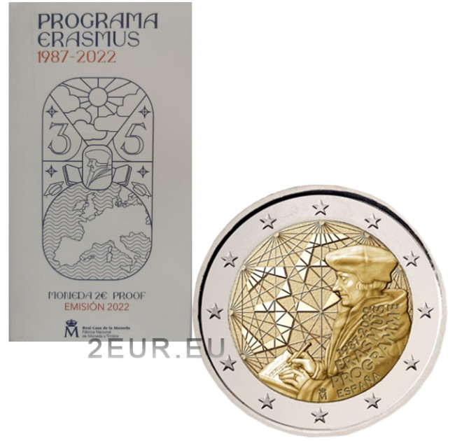 Espanja 2 euroa proof 2022 - 35 vuotta Erasmus  