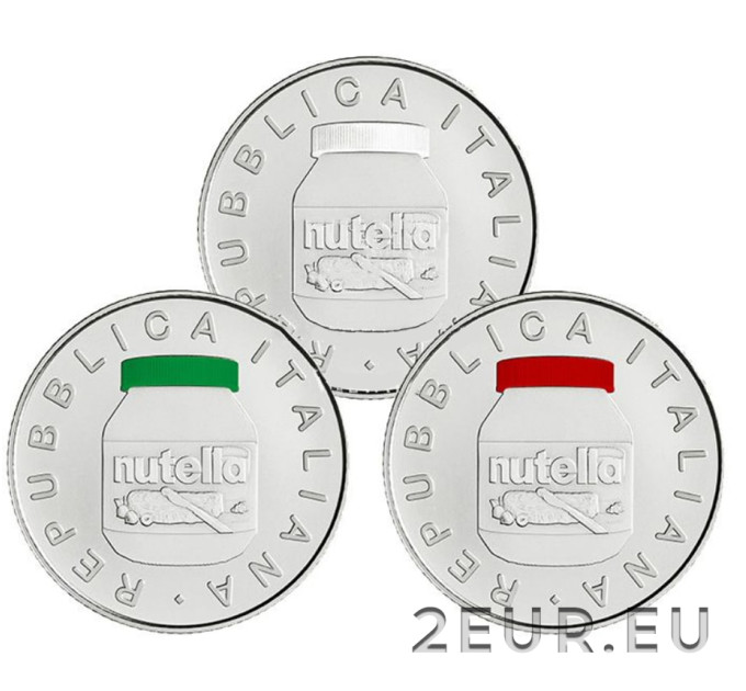 Italia 5 euron hopea BU 2021 - Nutella triptyykki