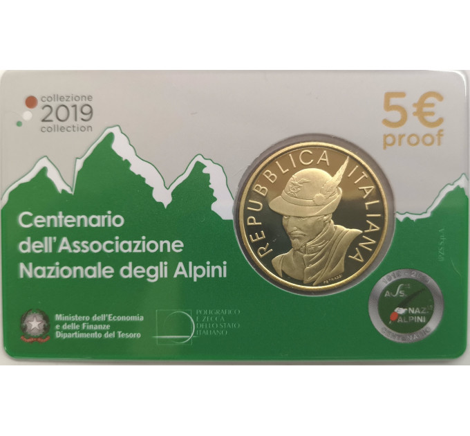 Italia 5 euron hopea BU 2019 - National Alpine Associationin satavuotisjuhla