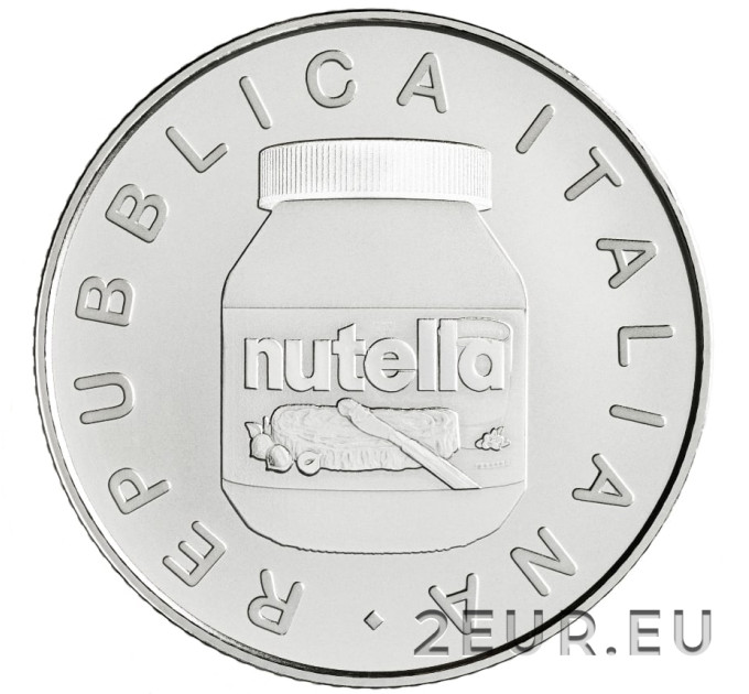 Italia 5 euron hopea BU 2021 - Nutella White