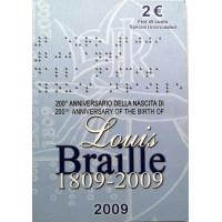 Italia 2 euron BU 2009 - 200 vuotta Louis Braillen syntymästä