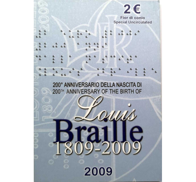 Italia 2 euron BU 2009 - 200 vuotta Louis Braillen syntymästä