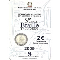 Italia 2 euron BU 2009 - 200 vuotta Louis Braillen syntymästä