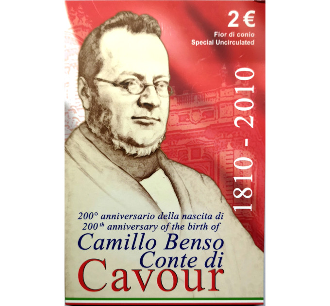Italia 2 euron BU 2010 – 200 vuotta Camillo Benson kreivi Cavourin syntymästä
