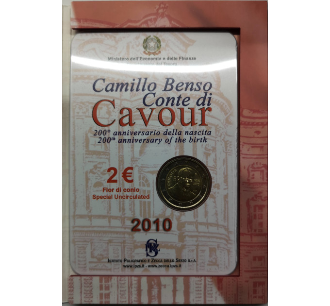 Italia 2 euron BU 2010 – 200 vuotta Camillo Benson kreivi Cavourin syntymästä