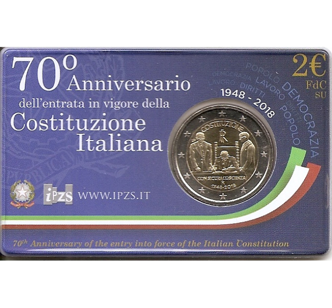 Italia 2 euron BU 2018 - Italian perustuslain 70. vuosipäivä