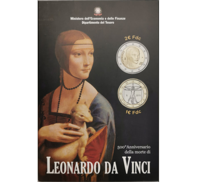 Italia 2 euron BU 2019 - 500 vuotta Leonardo da Vincin kuolemasta