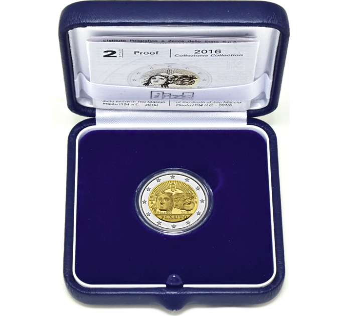 Italian 2 euron proof 2016 - 2200 vuotta Tito Maccio Plauton kuolemasta