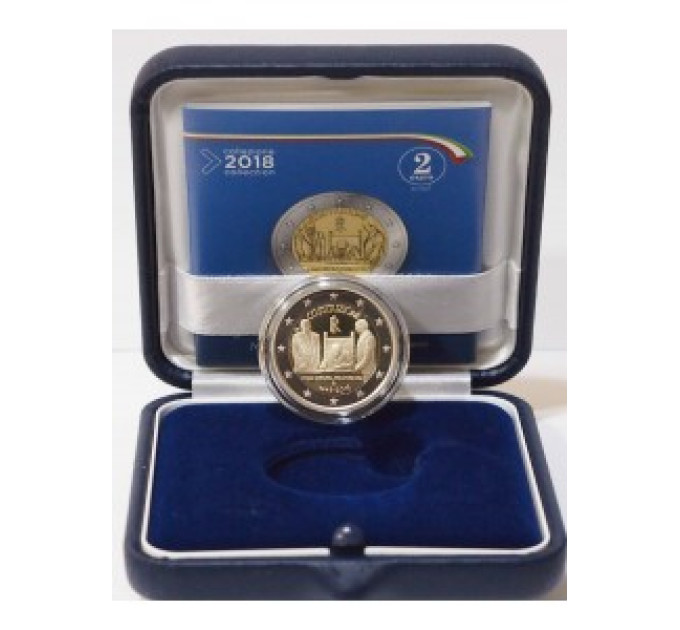 Italian 2 euron proof 2018 - Italian tasavallan perustuslaki 70 vuotta