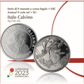 Italia Eurosetti BU + 5 euron hopearaha 2023 - 100 vuotta Italo Calvinon syntymästä
