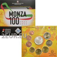 Italia Eurosetti BU + 5 euron hopearaha 2022 - 100 vuotta Autodromo Nazionale di Monzan perustamisesta